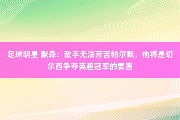 足球明星 默森：敌手无法劳苦帕尔默，他将是切尔西争夺英超冠军的要害